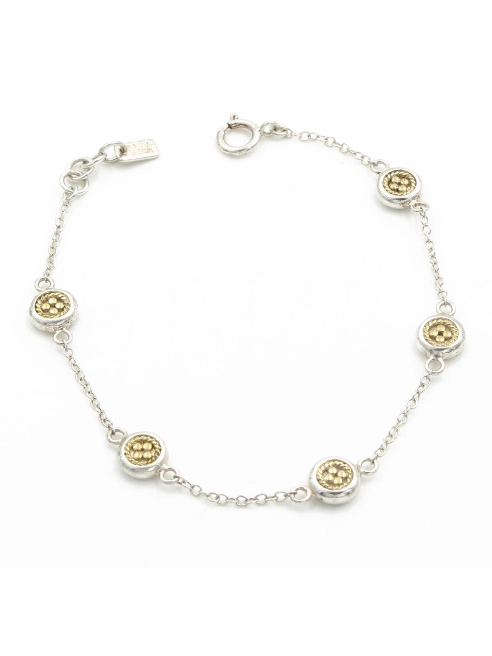 Anna Beck two tone sterling silver, gold 7.25” Dot bracelet